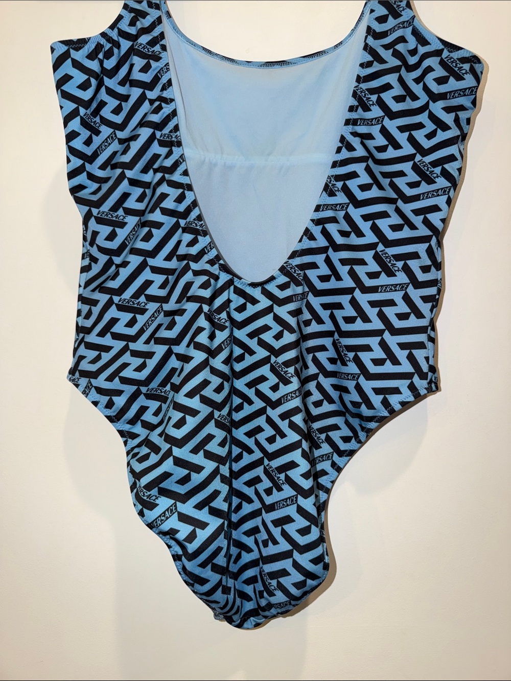 Versace Blue & Black Logo Greca One Piece Swimsuit, - Picture 7 of 10